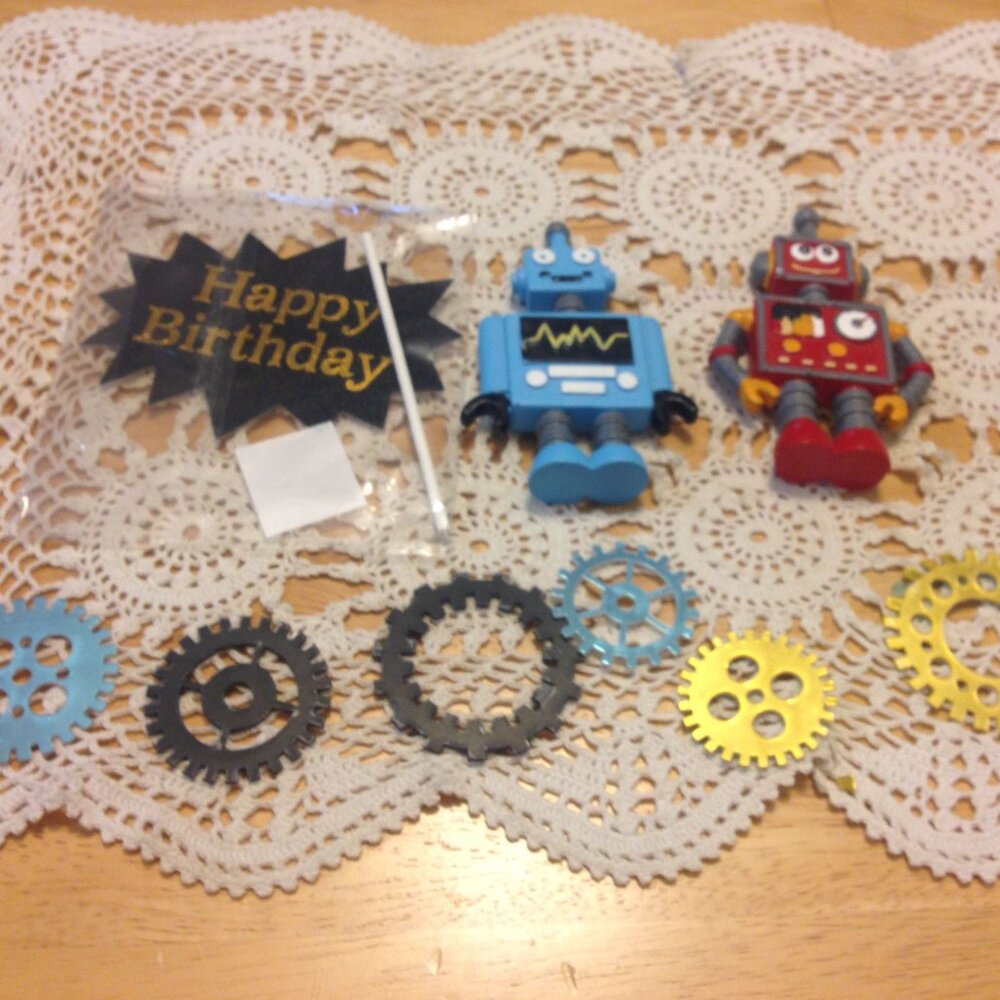 Birthday Party Cake Toppers - Funny Robots